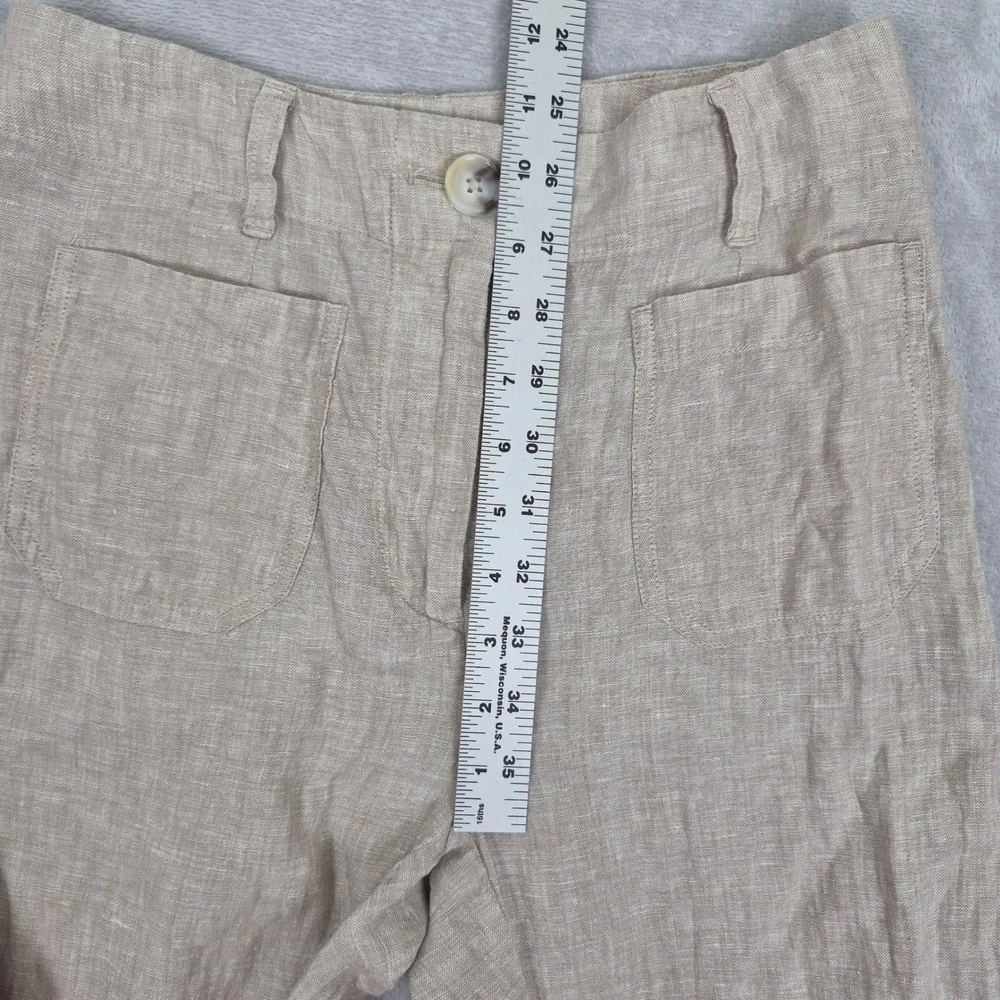 Quince Womens 100% European Linen Wide Leg Trouser Flax Beige Cuffed 2 Beachy